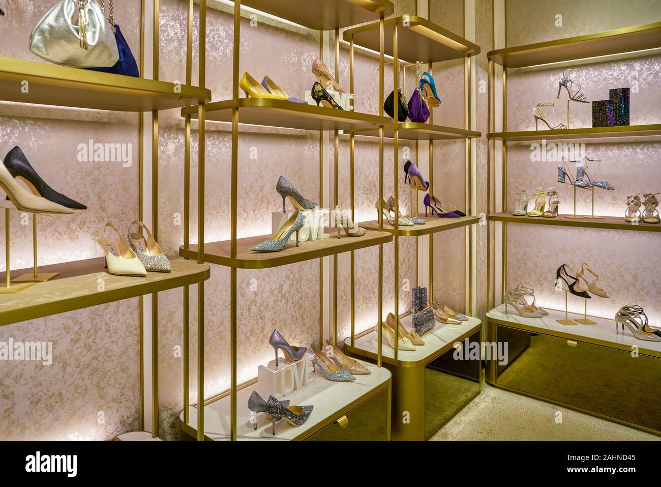 SINGAPORE - CIRCA APRIL, 2019: goods on display at Jimmy Choo store in The  Shoppes at Marina Bay Sands Stock Photo - Alamy