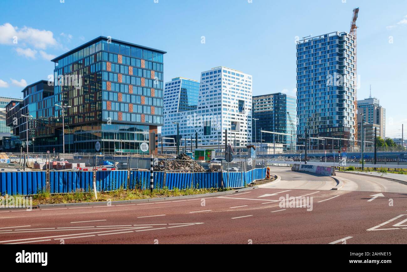 Modern architecture around Utrecht Centraal Station with the Stadskantoor, Noordgebouw office building and apartment building The SYP. The Netherlands Stock Photo