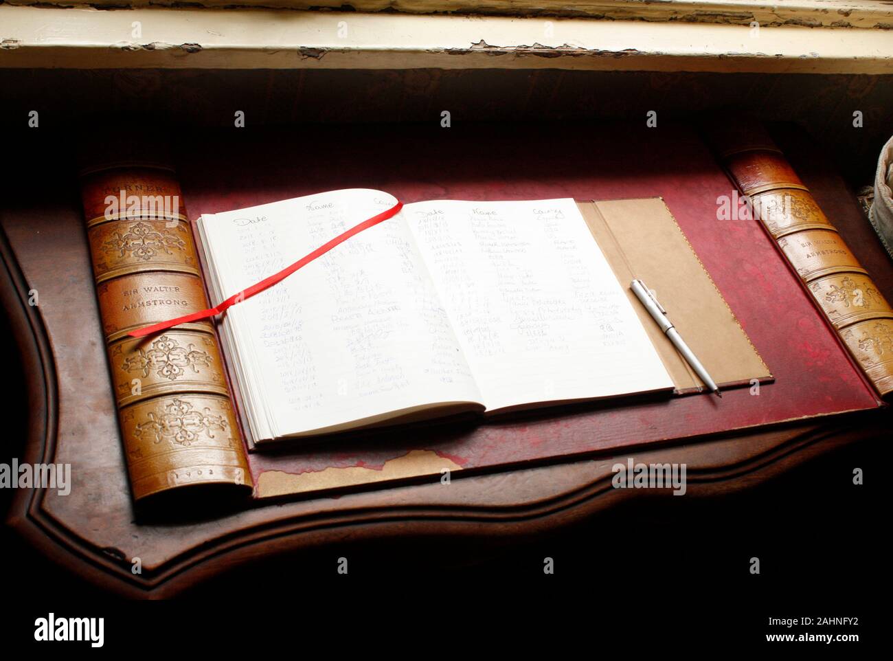 diary displayed in Sherlock Holmes museum in 221B Baker street Stock Photo