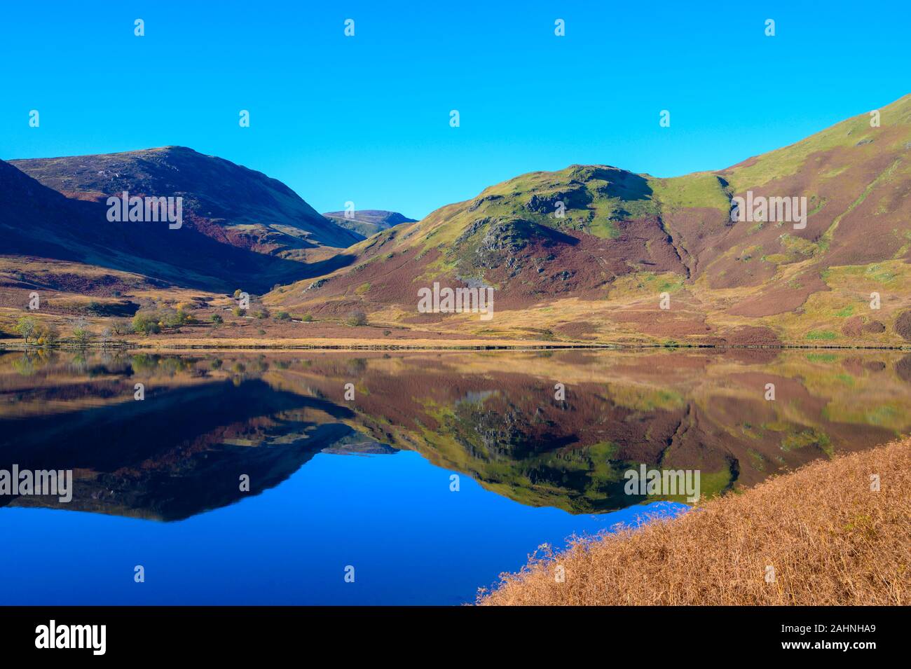 View across Crummock Water looking towards Mellbreak and Scale Knott in the Lake District,Cumbria,UK Stock Photo