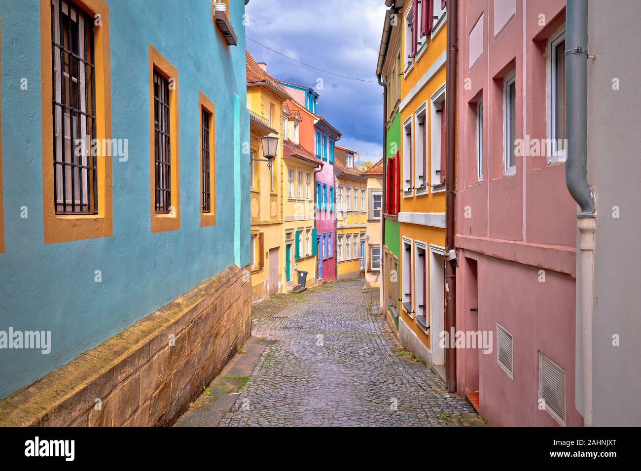 Bamberg. Colorful alley in Bamberg old town center view, Bavaria region of Germany Stock Photo