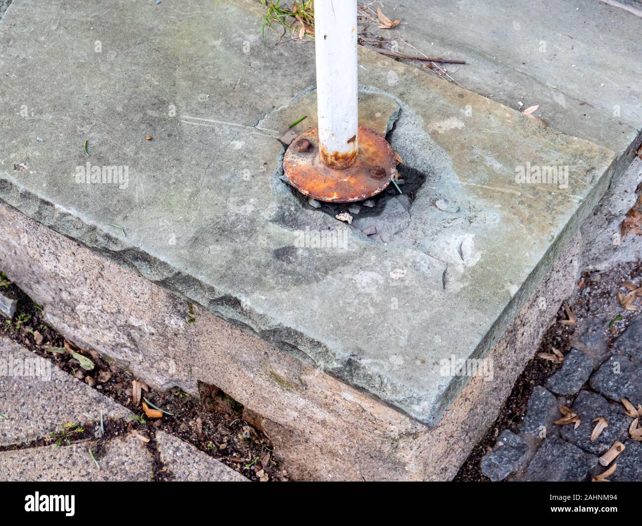 Construction damage railing a staircase Stock Photo - Alamy