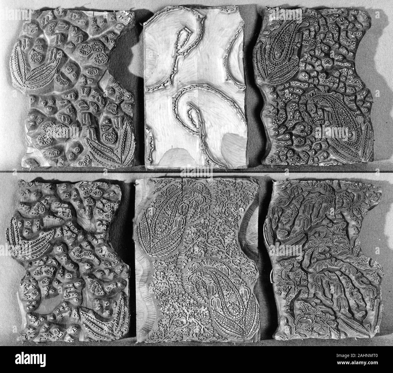 Six Printing Blocks. 18001850. England. Carved wood, treated in a