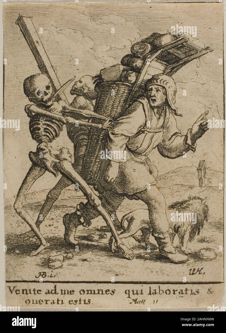 Wenceslaus Hollar. The Peddlar and Death. 1651. Bohemia. Etching on ivory wove paper Stock Photo