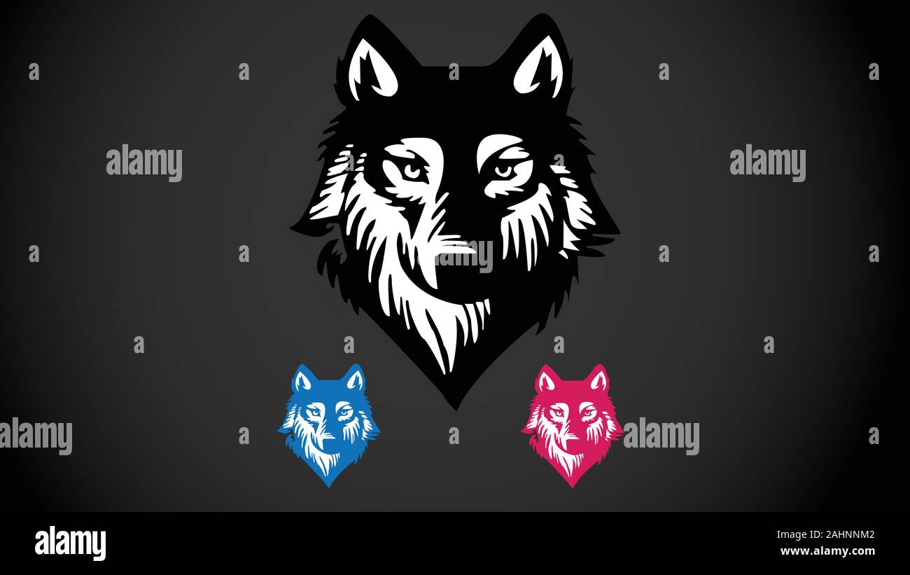 Wolf Face illustration art design vector animal logo Stock Vector