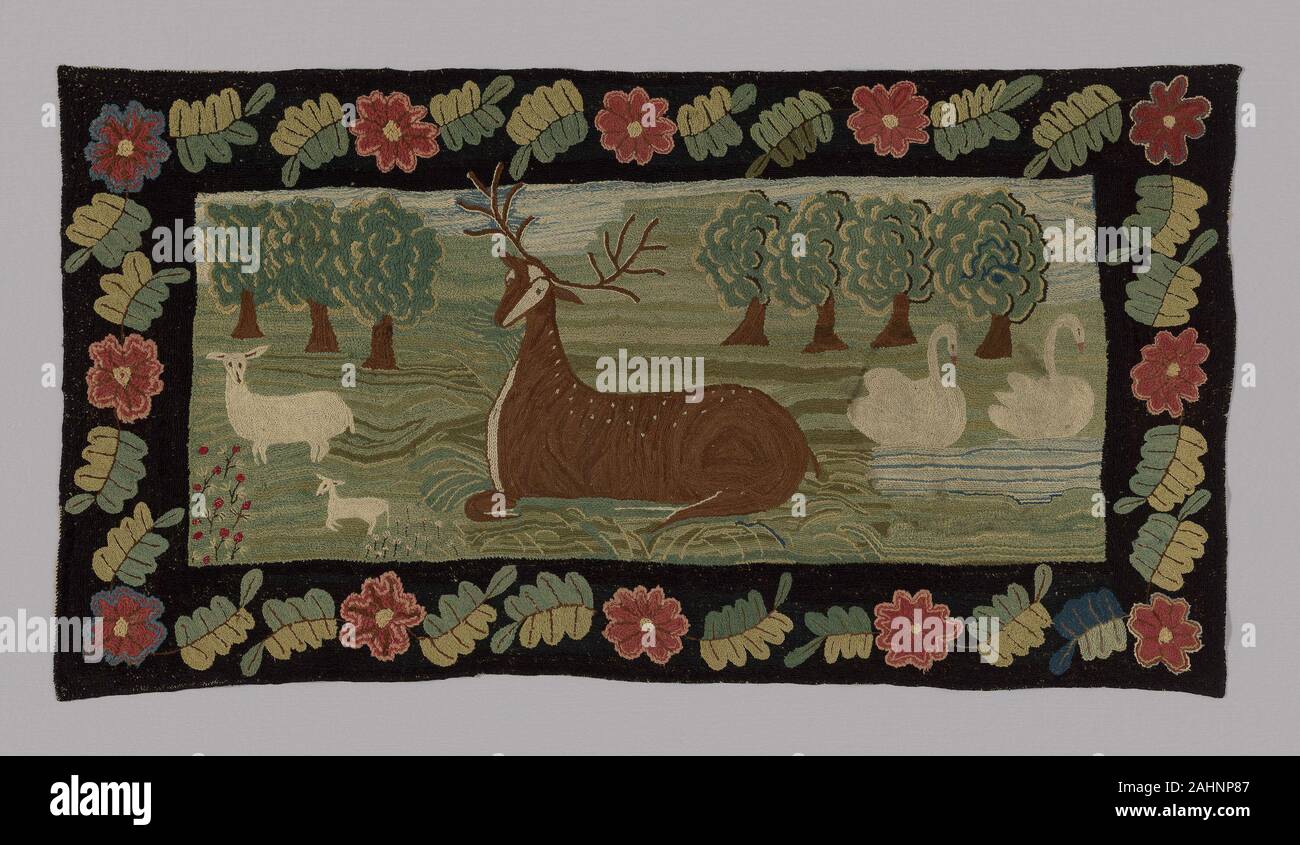 1700s Rug Patterns Rug. 1775–1825. United States. Wool, plain weave embroidered with wool ...