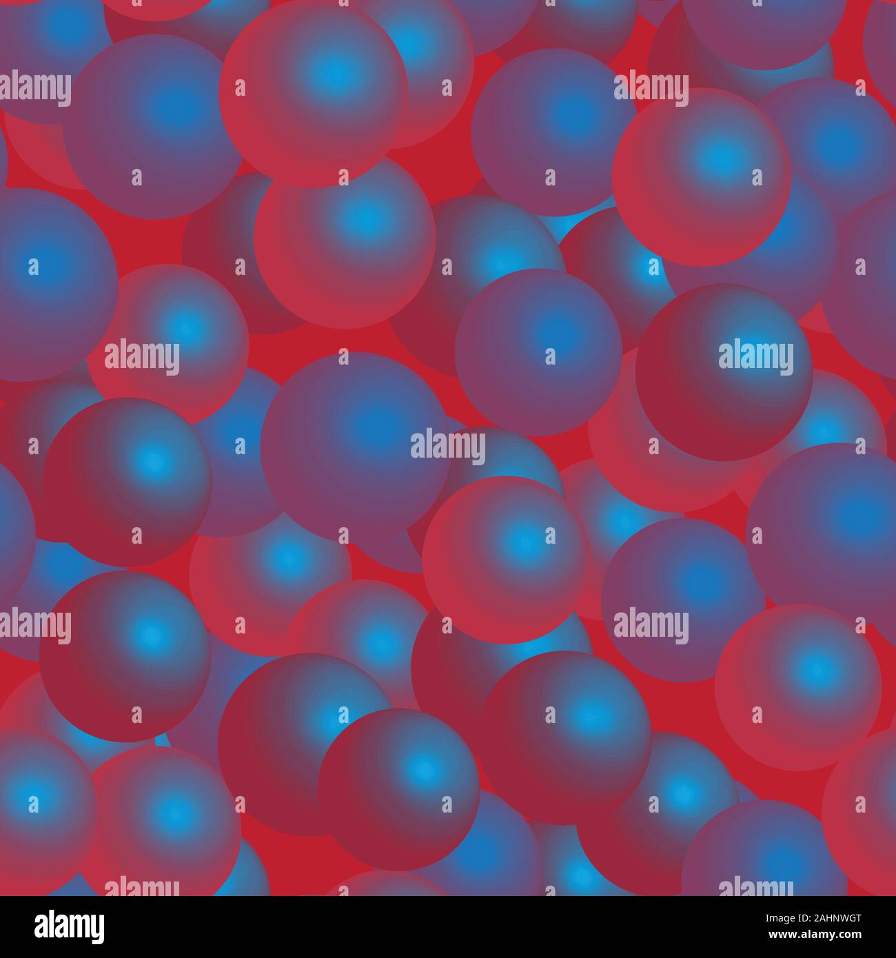 Red Blue Balls Seamless Pattern on Red Background Stock Vector