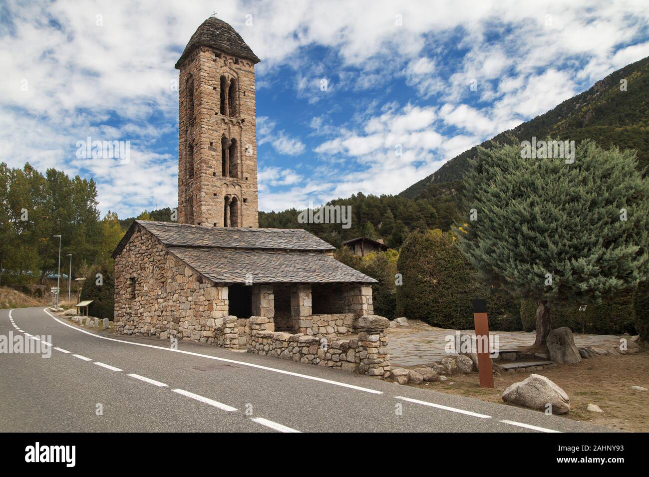Church of Sant Miquel of Engolasters, Escaldes-Engordany, Andorra. Stock Photo