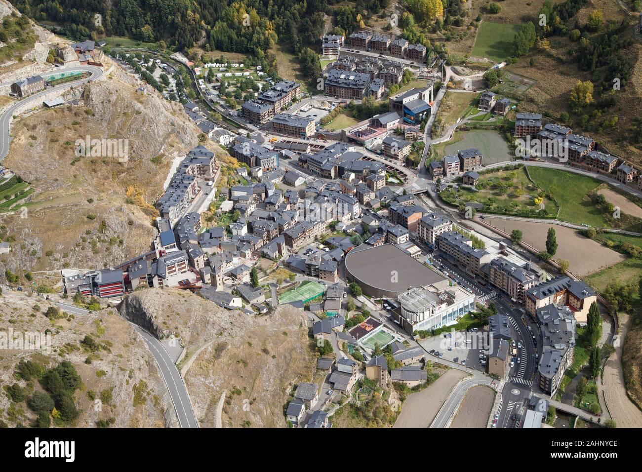 Aerial View of Canillo, Andorra. Stock Photo