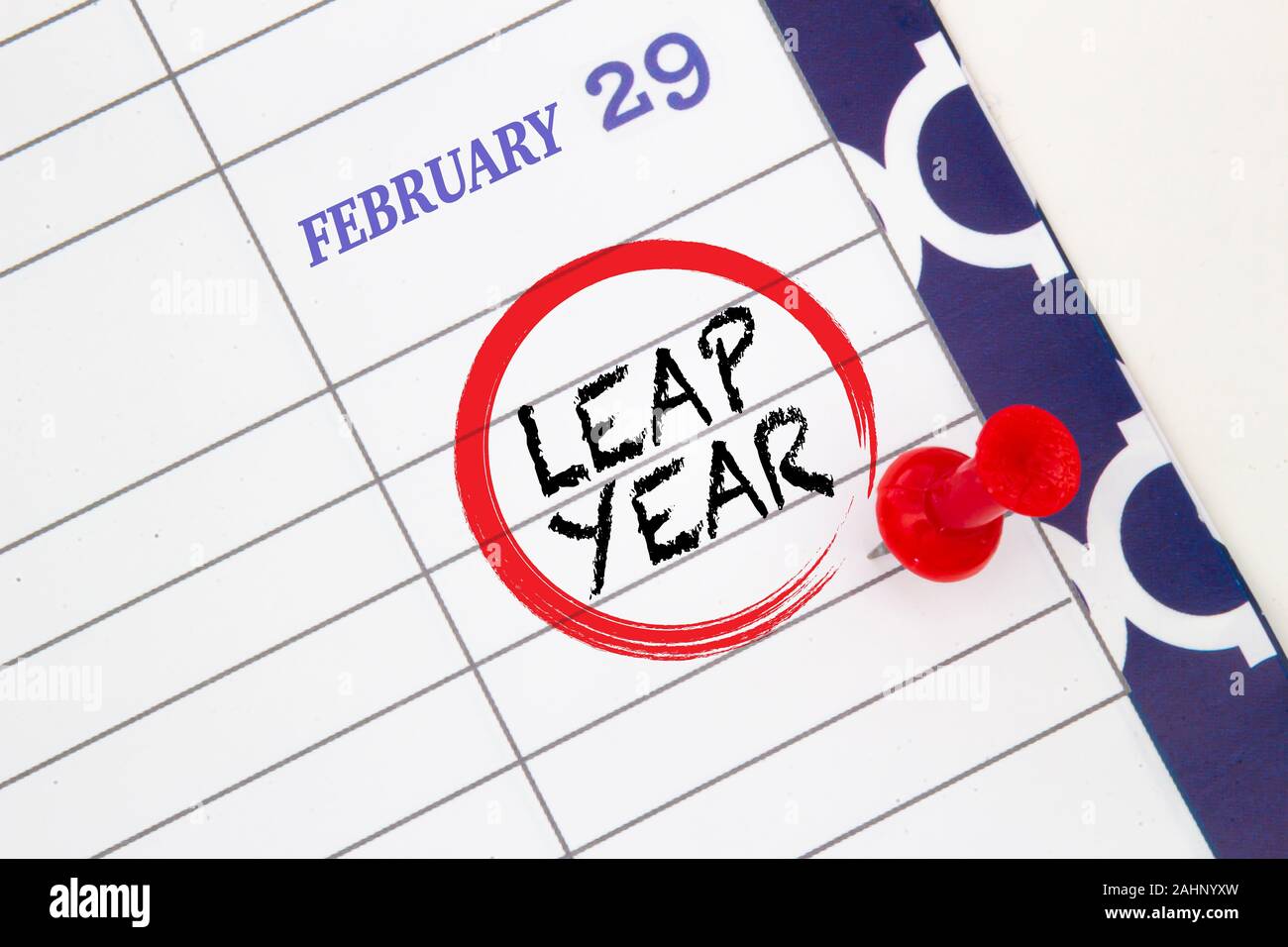 Close up a calendar on February 29 on a leap year Stock Photo Alamy