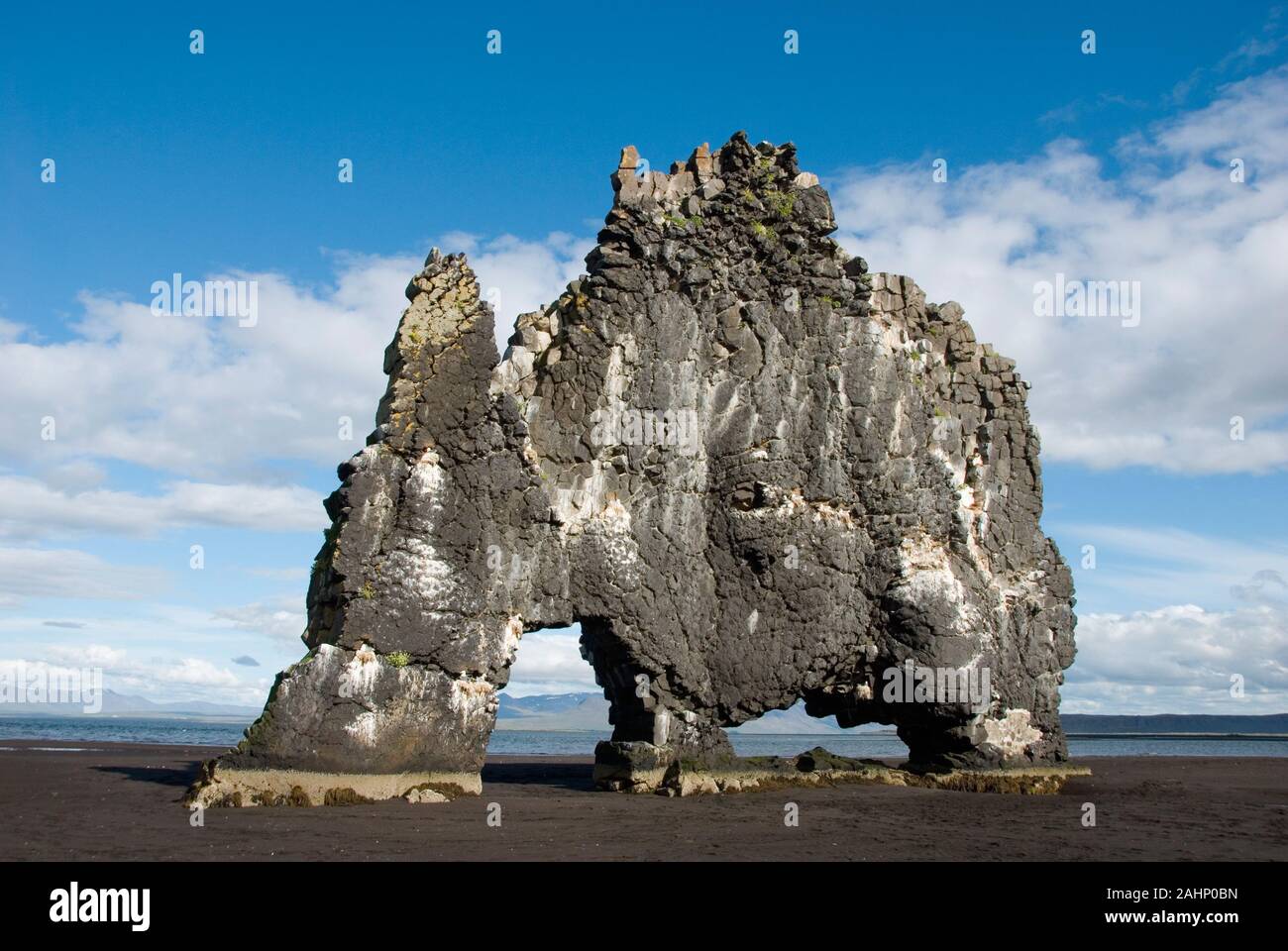 Europa, Island, Halbinsel Vatnsnes, Hvitserkur, Vogelfelsen Stock Photo