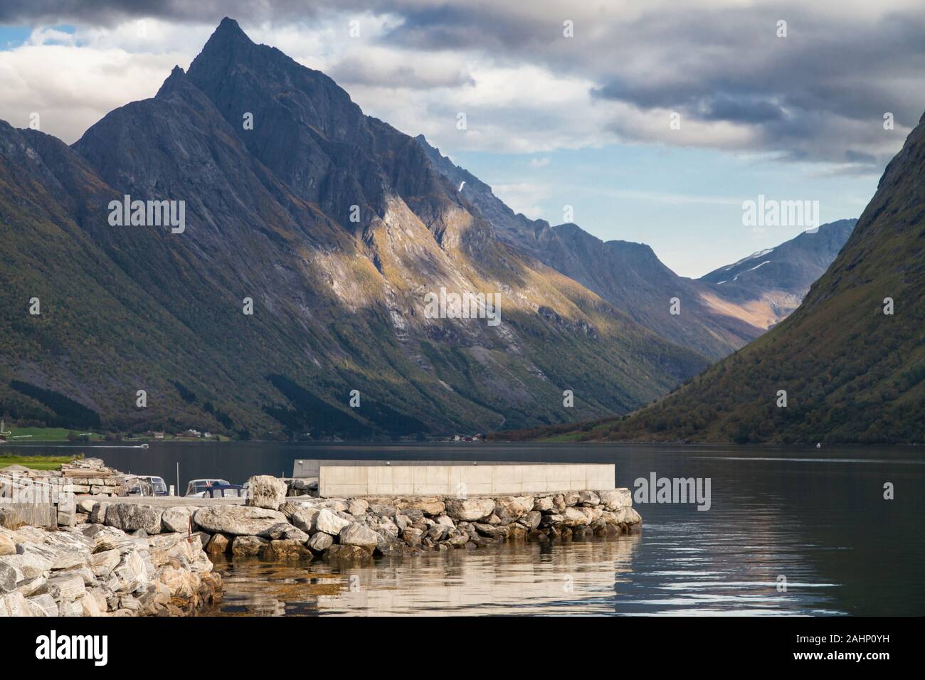 Mount Slogen from Urke, Sunnmore Alps, More og Romsdal, Norway. Stock Photo
