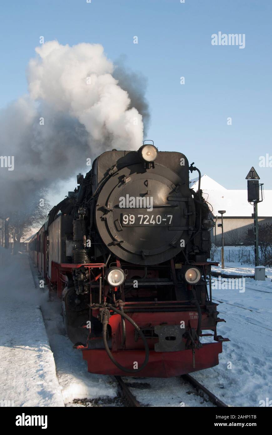 Harzer Schmalspurbahn im Winter, Wernigerode, Harz, Stock Photo