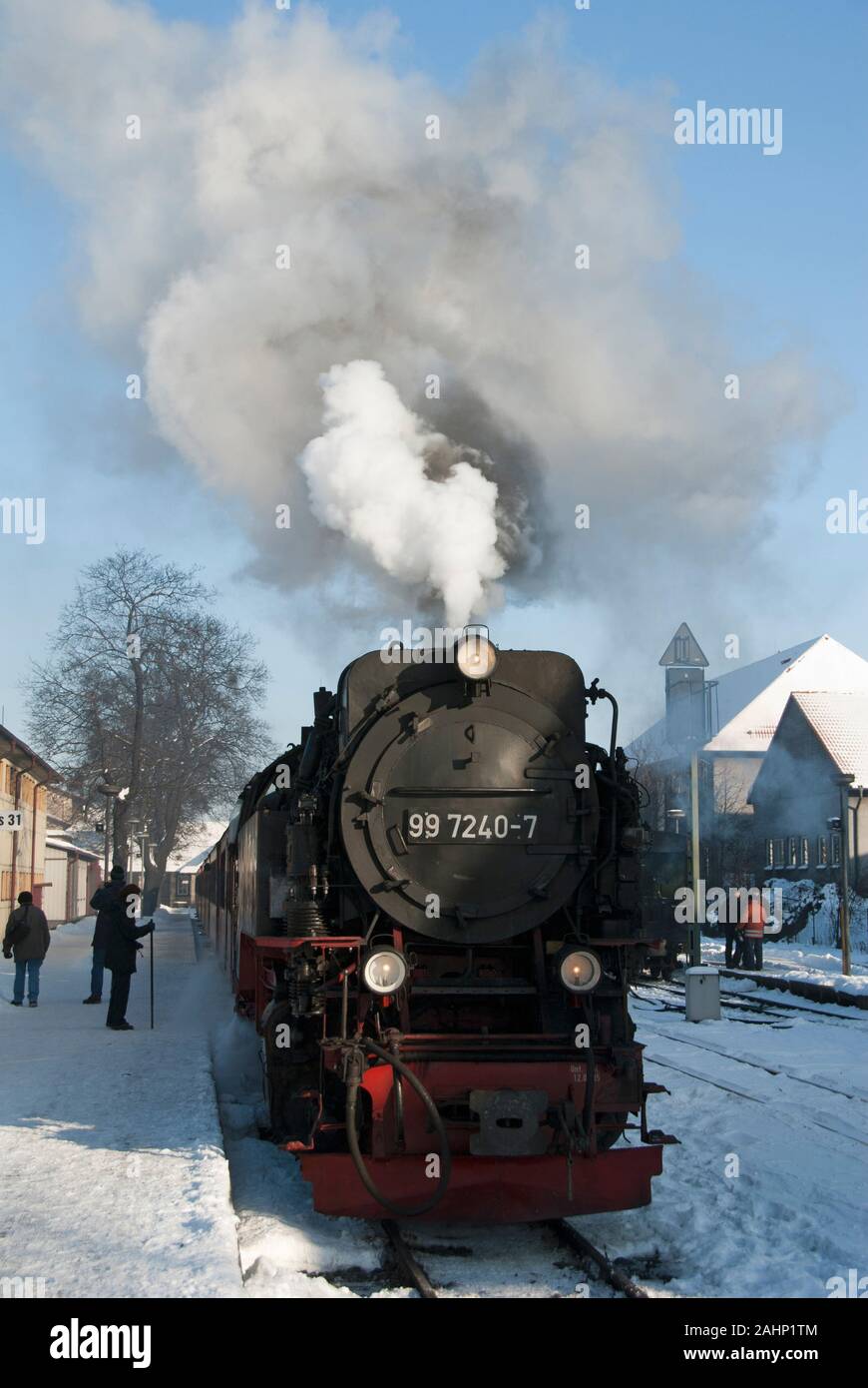Harzer Schmalspurbahn im Winter, Wernigerode, Harz, Stock Photo