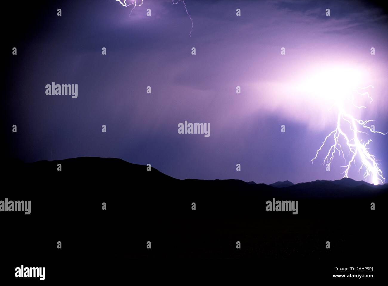 Lightning striking Stock Photo