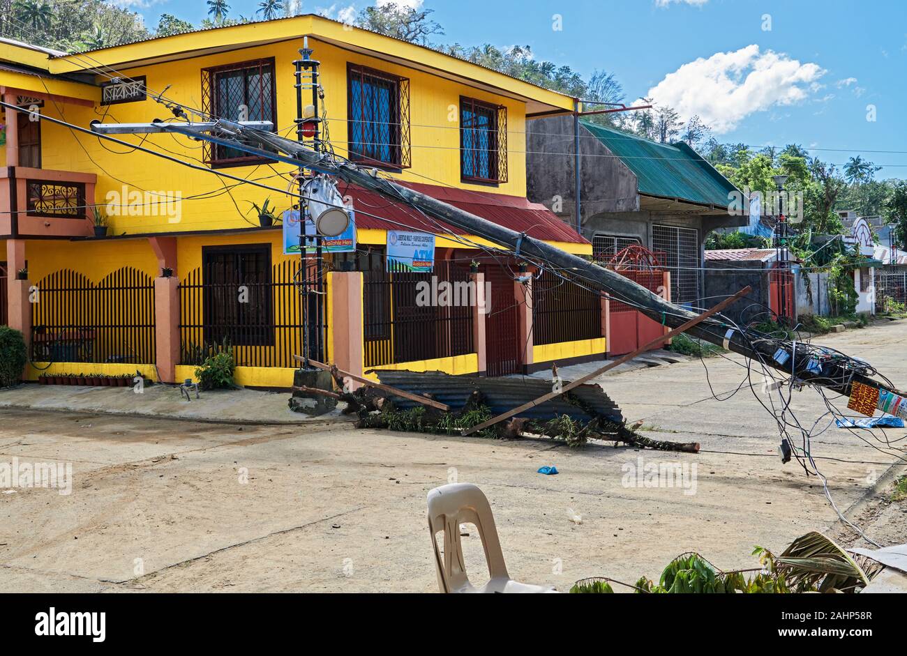 Buruanga Town, Aklan Province, Philippines - December 29, 2019: Typhoon Ursula leaving many provinces without electricity for weeks to come Stock Photo