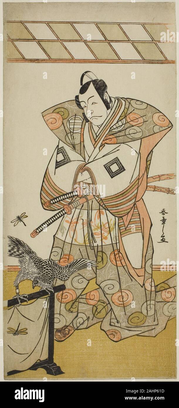 Katsukawa Shunsho. The Actor Ichikawa Danjuro V as Ashikaga Takauji in the Play Kaeribana Eiyu Taiheiki, Performed at the Nakamura Theater in the Eleventh Month, 1779. 1774–1784. Japan. Color woodblock print; hosoban Stock Photo