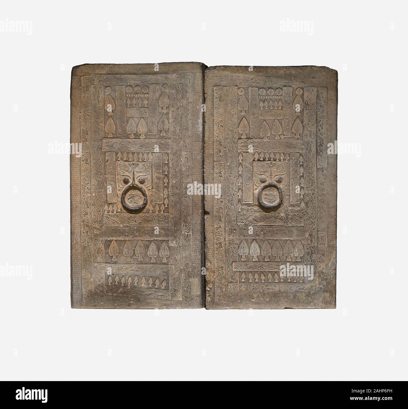 Pair of Tomb Chamber Doors. 100 BC1 BC. China. Gray earthenware with