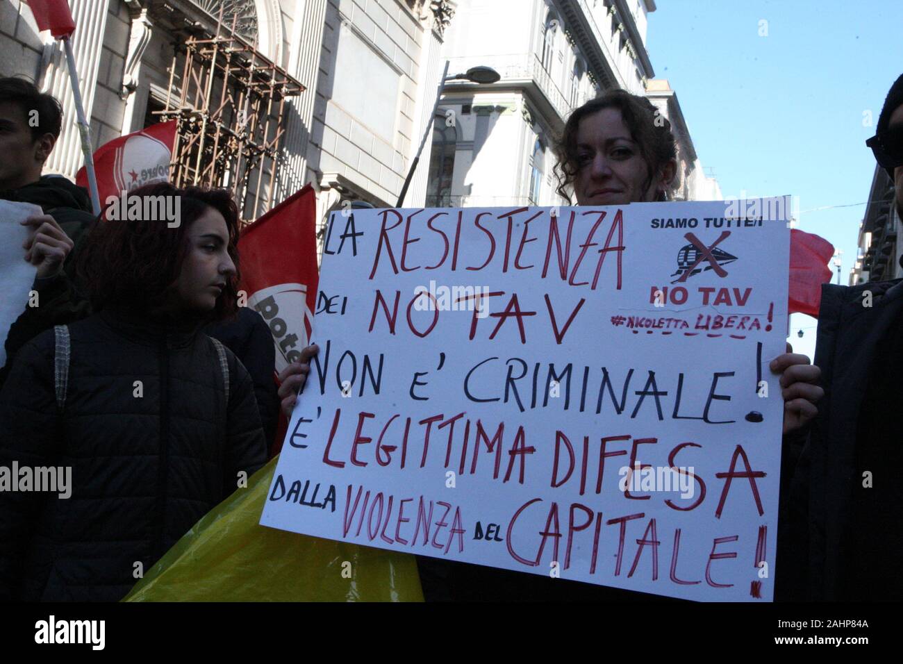 Napoli, Italy. 31st Dec, 2019. Protests in Italy for the arrest of Nicoletta Dosio activist NO TAV. (Photo by Salvatore Esposito/Pacific Press) Credit: Pacific Press Agency/Alamy Live News Stock Photo