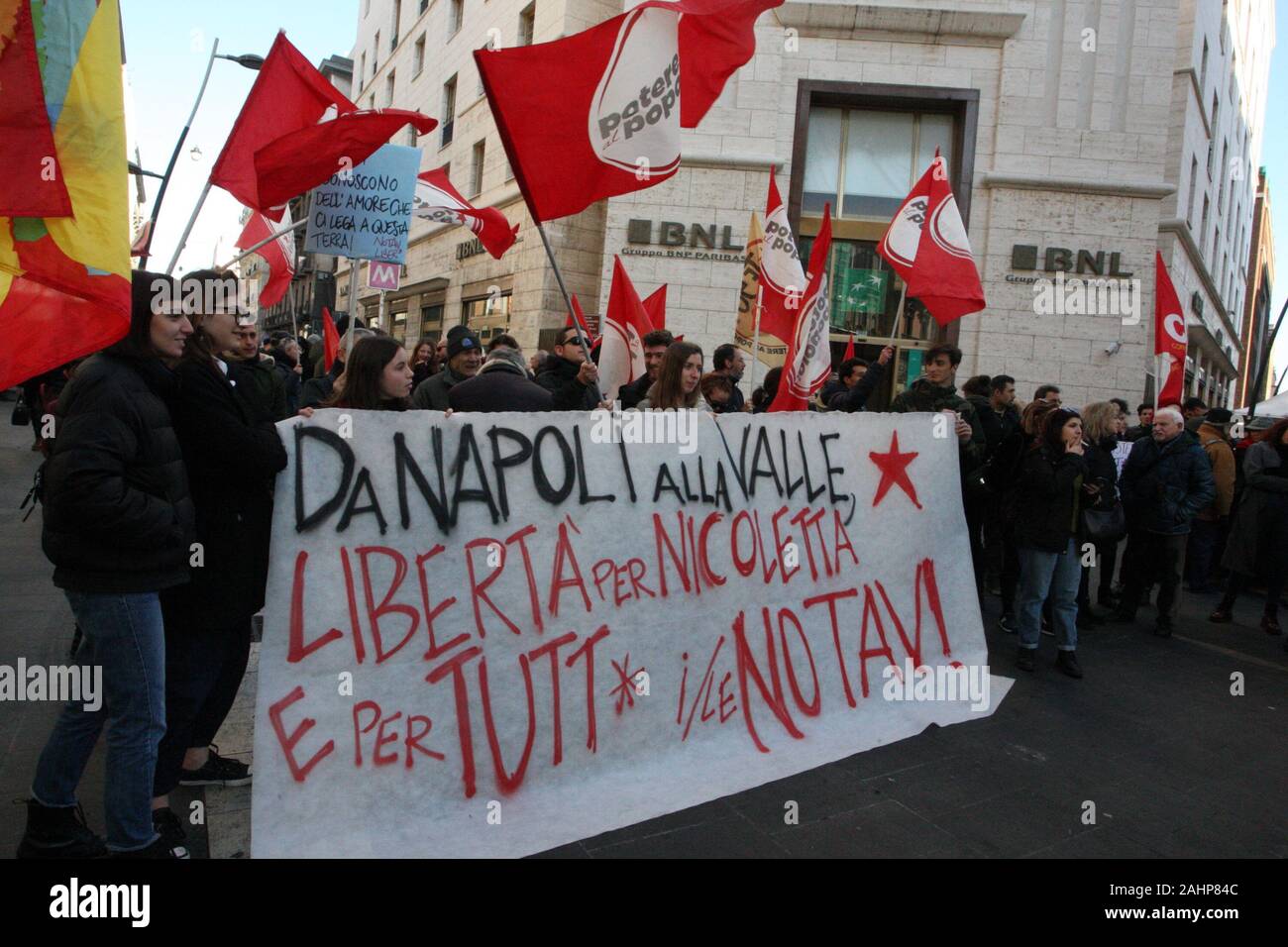 Napoli, Italy. 31st Dec, 2019. Protests in Italy for the arrest of Nicoletta Dosio activist NO TAV. (Photo by Salvatore Esposito/Pacific Press) Credit: Pacific Press Agency/Alamy Live News Stock Photo