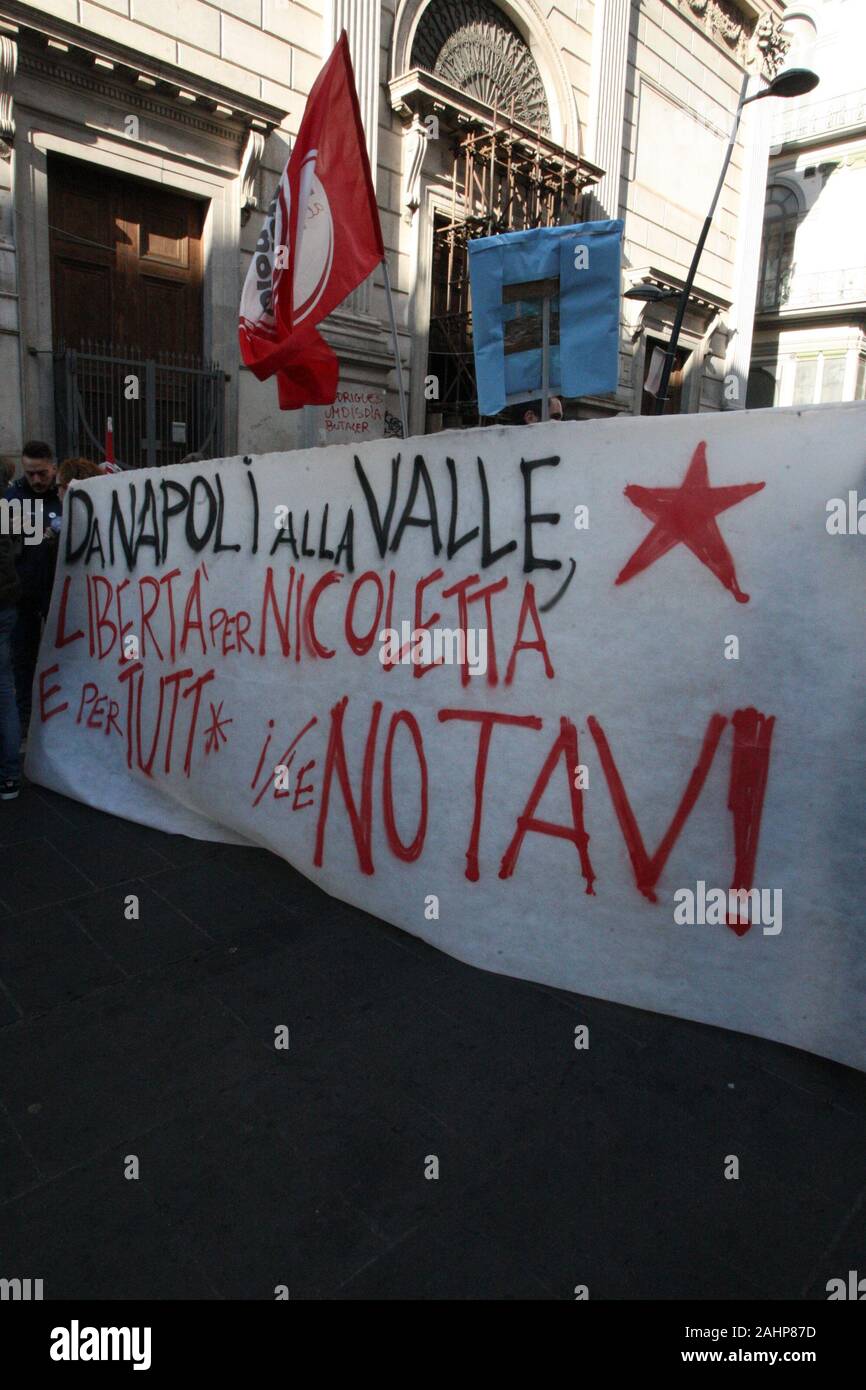 Napoli, Italy. 31st Dec, 2019. Protests in Italy for the arrest of Nicoletta Dosio activist NO TAV. (Photo by Salvatore Esposito/Pacific Press) Credit: Pacific Press Agency/Alamy Live News Stock Photo