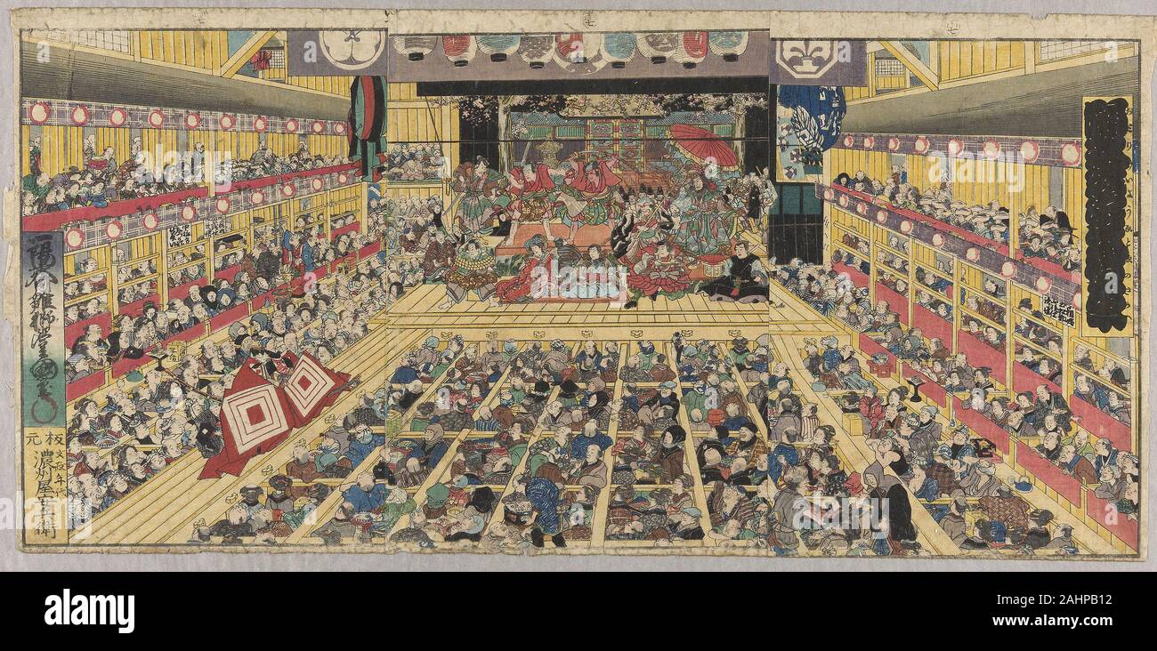 Original Horror Kabuki Woodblock Triptych - Toyokuni III (Kunisada) - Edo Period Original Horror Kabuki Woodblock Triptych - Toyokuni III (Kunisada) - Edo Period