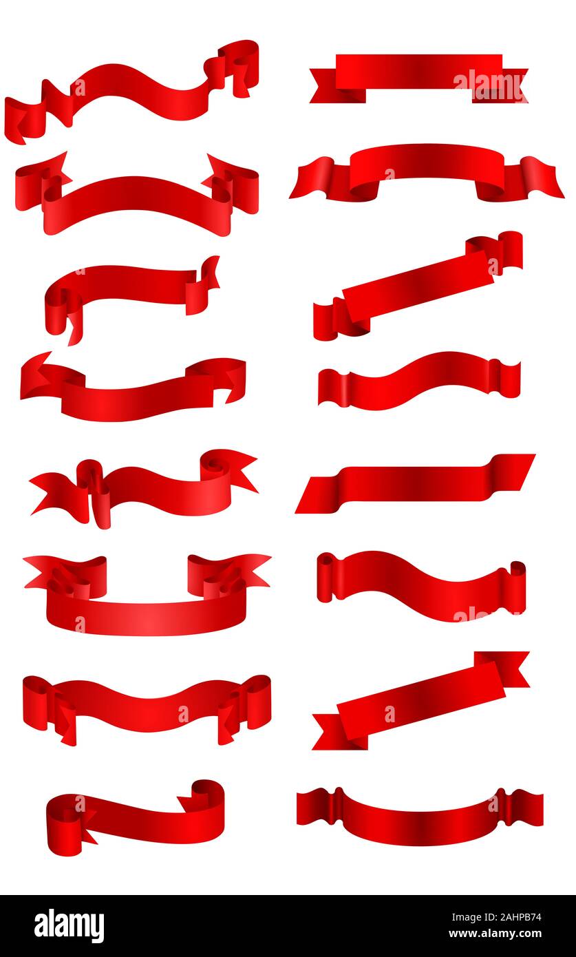 Set of ten dark red ribbons and banners Royalty Free Vector