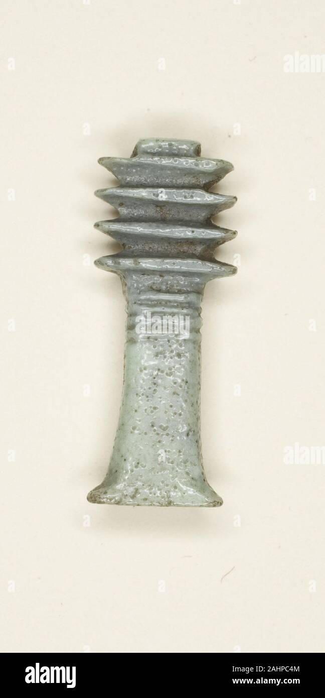 Ancient Egyptian. Amulet of a Djed Pillar. 1070 BC–656 BC. Egypt. Faience Stock Photo