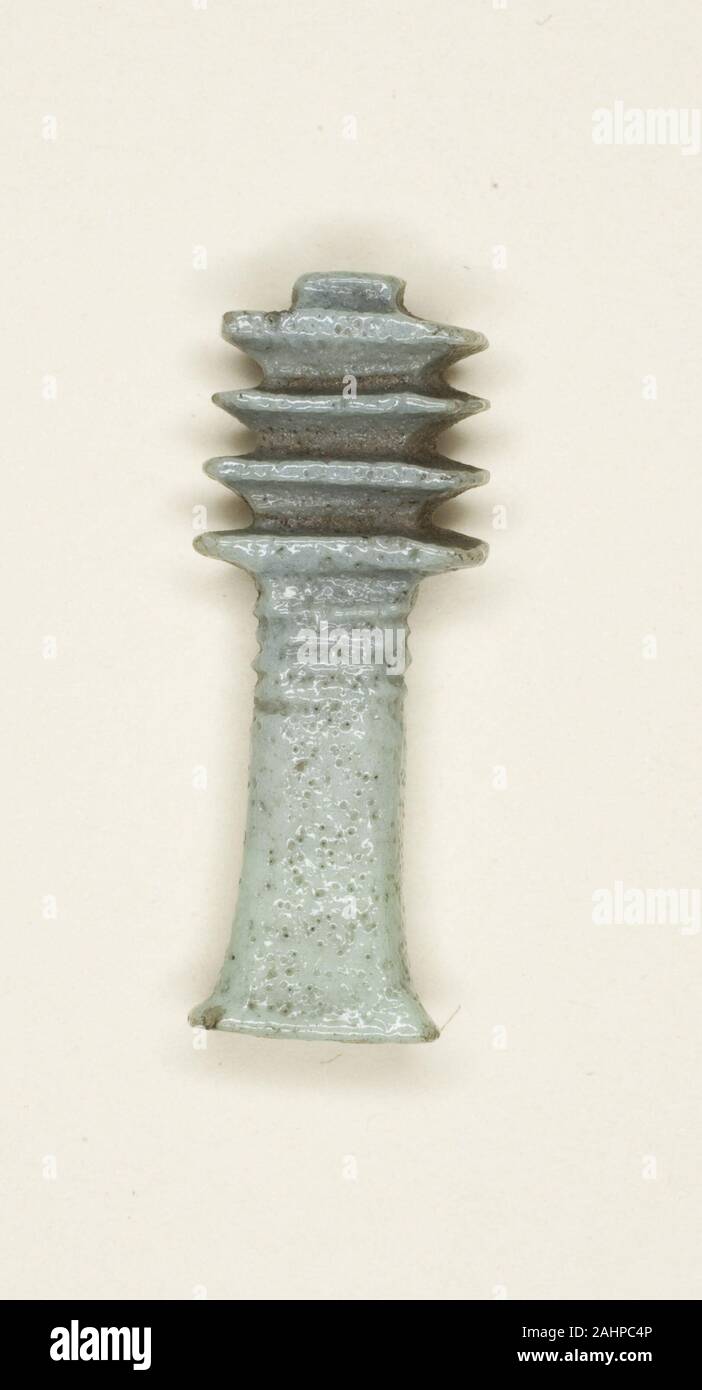 Ancient Egyptian. Amulet of a Djed Pillar. 1070 BC–656 BC. Egypt. Faience Stock Photo