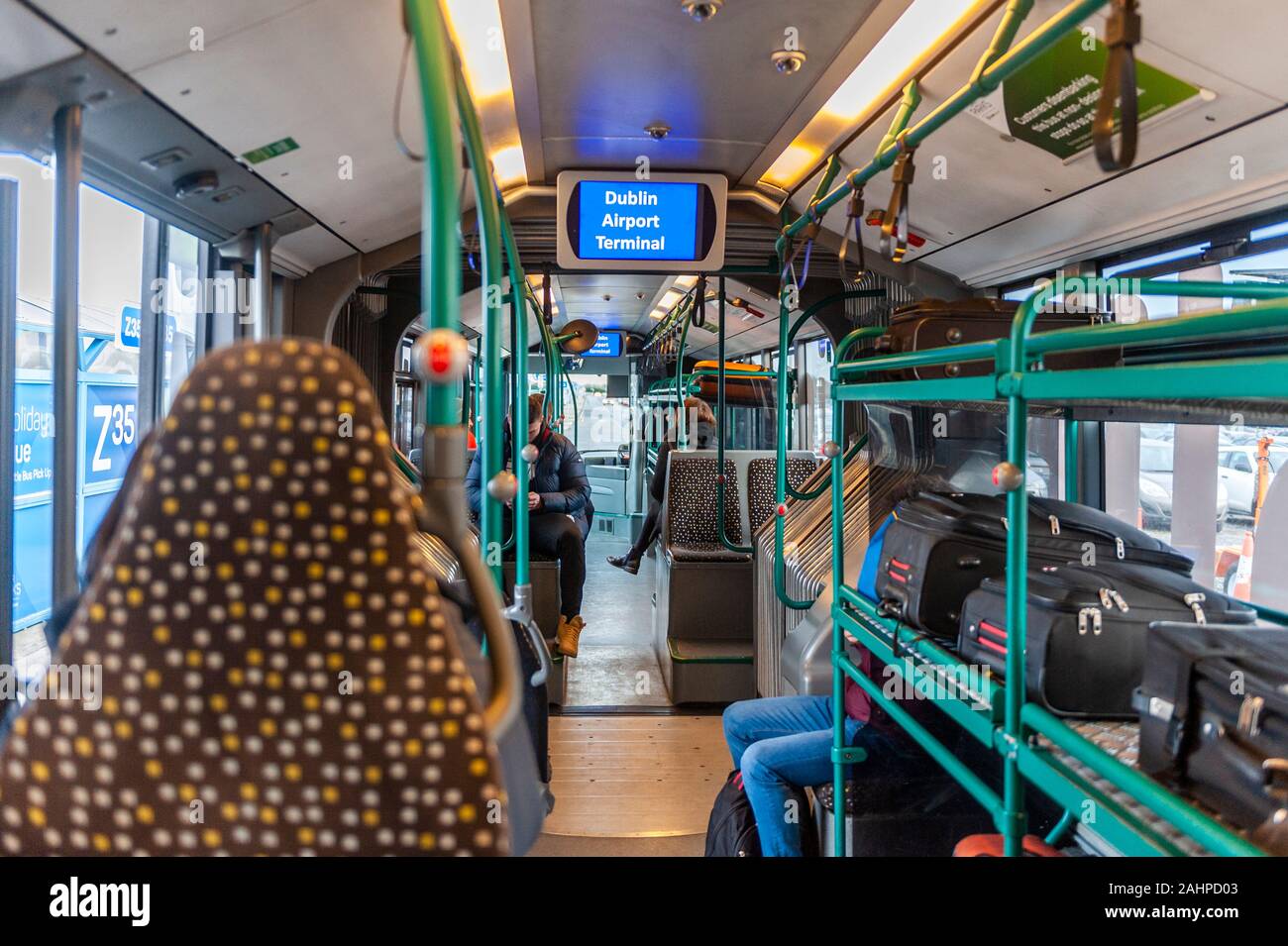 Dublin Airport Car Park Shuttle Bus interior Stock Photo Alamy