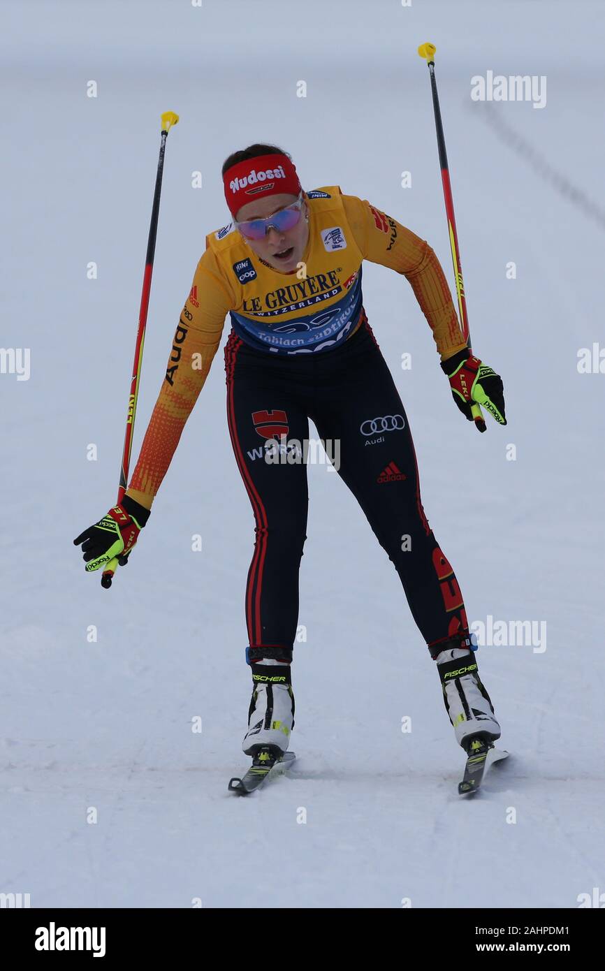 Katharina Hennig, GER during the Women 15 km Interval Start Free of the FIS Tour de Ski - Cross Country Ski World Cup 2019-20 on December 31, 2019 in Dobbiaco, Toblach, Italy. Photo: Pierre Teyssot/Espa-Images Stock Photo