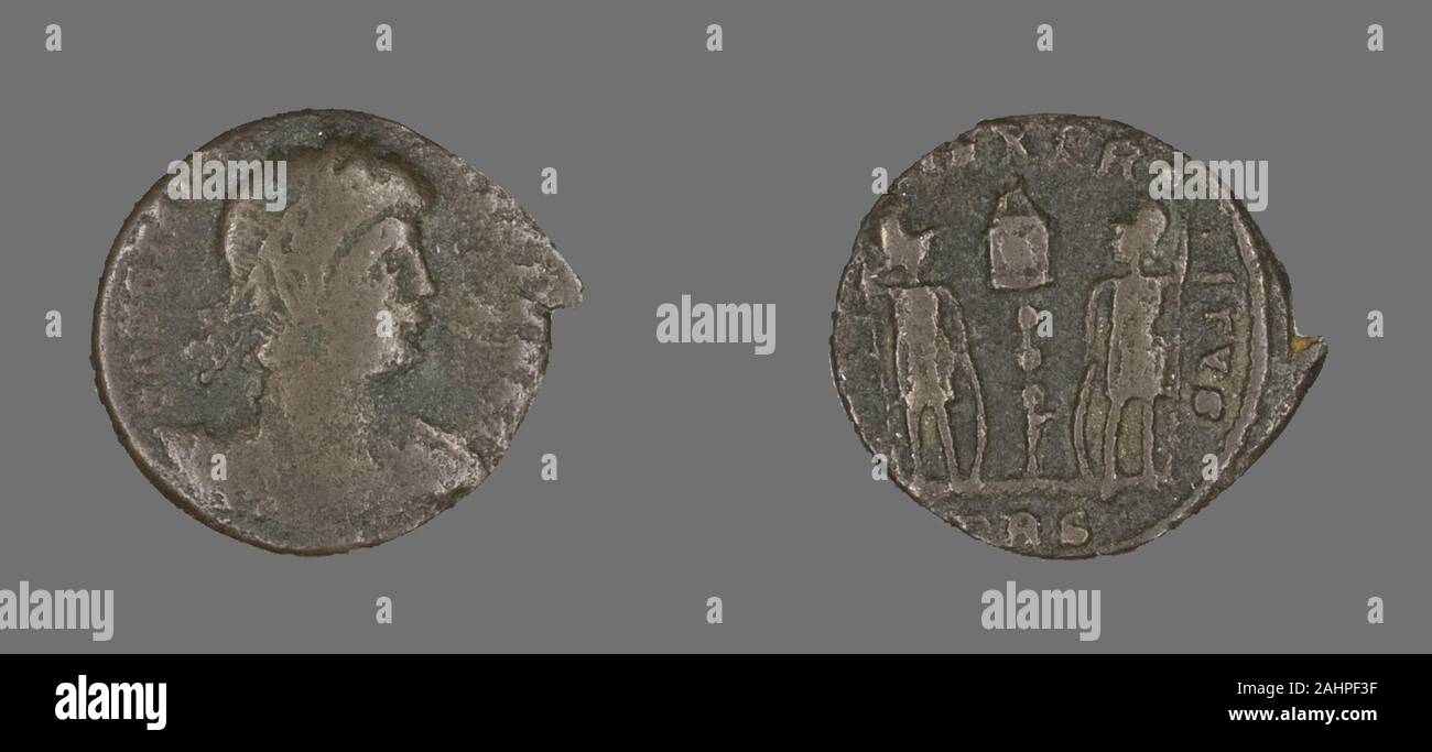 Ancient Roman. Coin Portraying Emperor Constantine II. 324 AD–361 AD. Roman Empire. Bronze Stock Photo