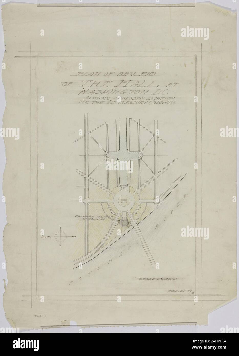 Graphite and colored pencil on tracing paper hires stock photography