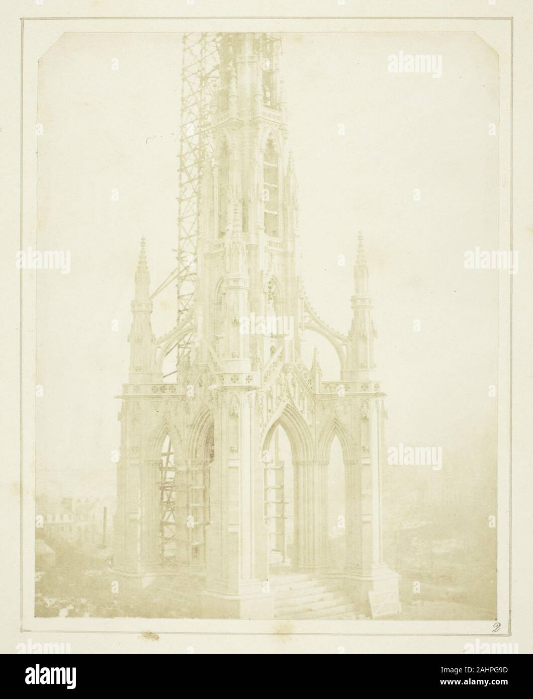 William Henry Fox Talbot. Sir Walter Scott's Monument, Edinburgh; as it appeared when nearly finished, in October 1844. 1844. England. Salted paper print, plate II from the album Sun Pictures in Scotland (1845) Stock Photo