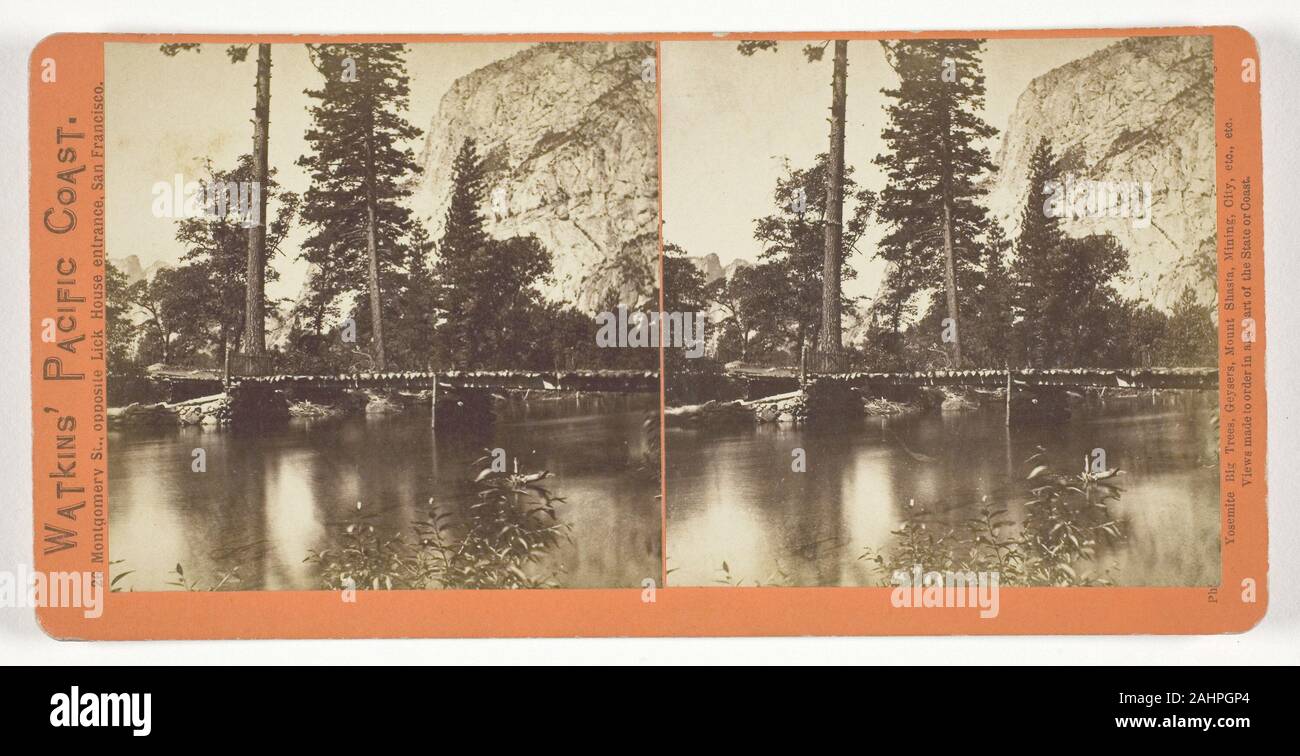 Carleton Watkins. The Bridge, Yosemite. 1861–1876. United States. Albumen print, stereo, from the series Watkins' Pacific Coast Stock Photo