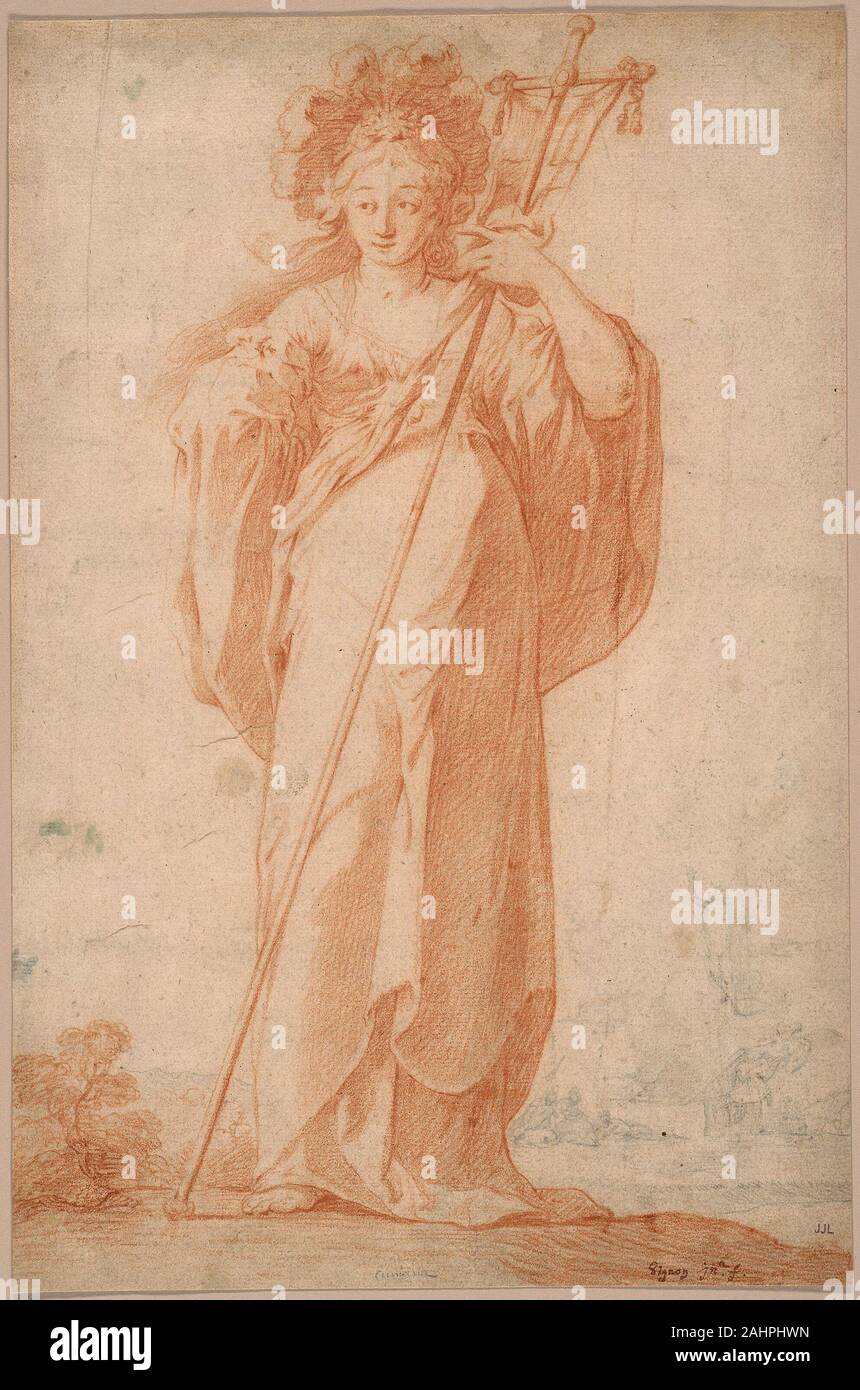 Claude Vignon. The Cuman Sibyl. 1625–1635. France. Sanguine and black chalk on paper Stock Photo