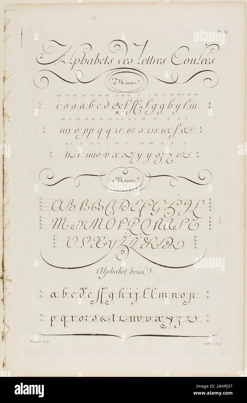 Aubin. Joined Letters of the Alphabet, from Encyclopédie. 1760. France. Engraving on cream laid paper Stock Photo