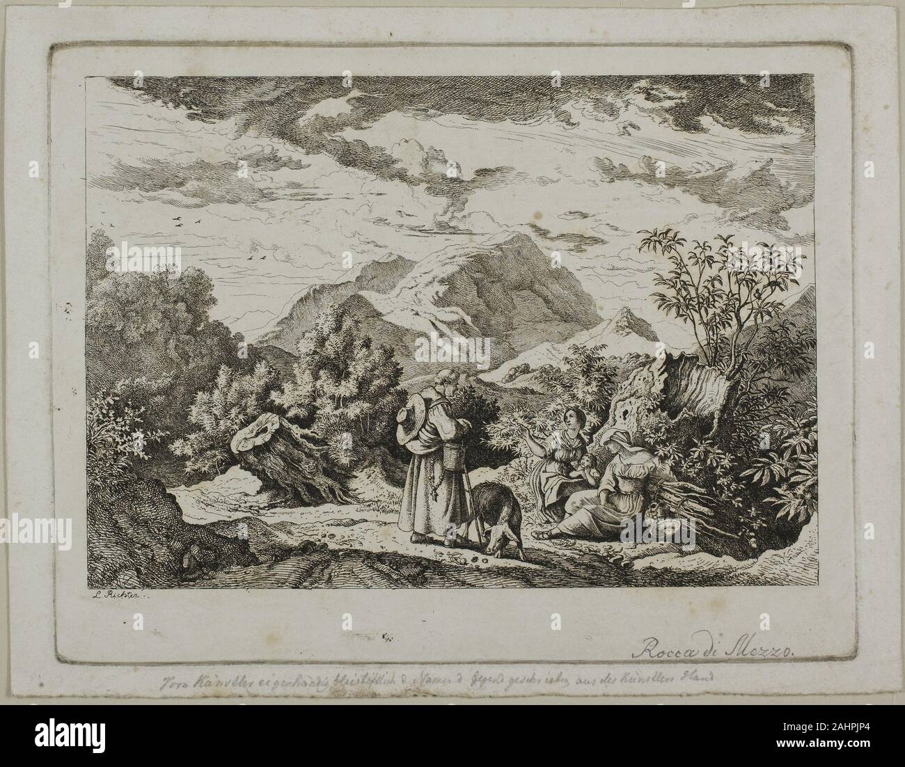 Adrian Ludwig (Ludwig) Richter. Rocca di Mezzo. 1832. Germany. Etching on paper Stock Photo