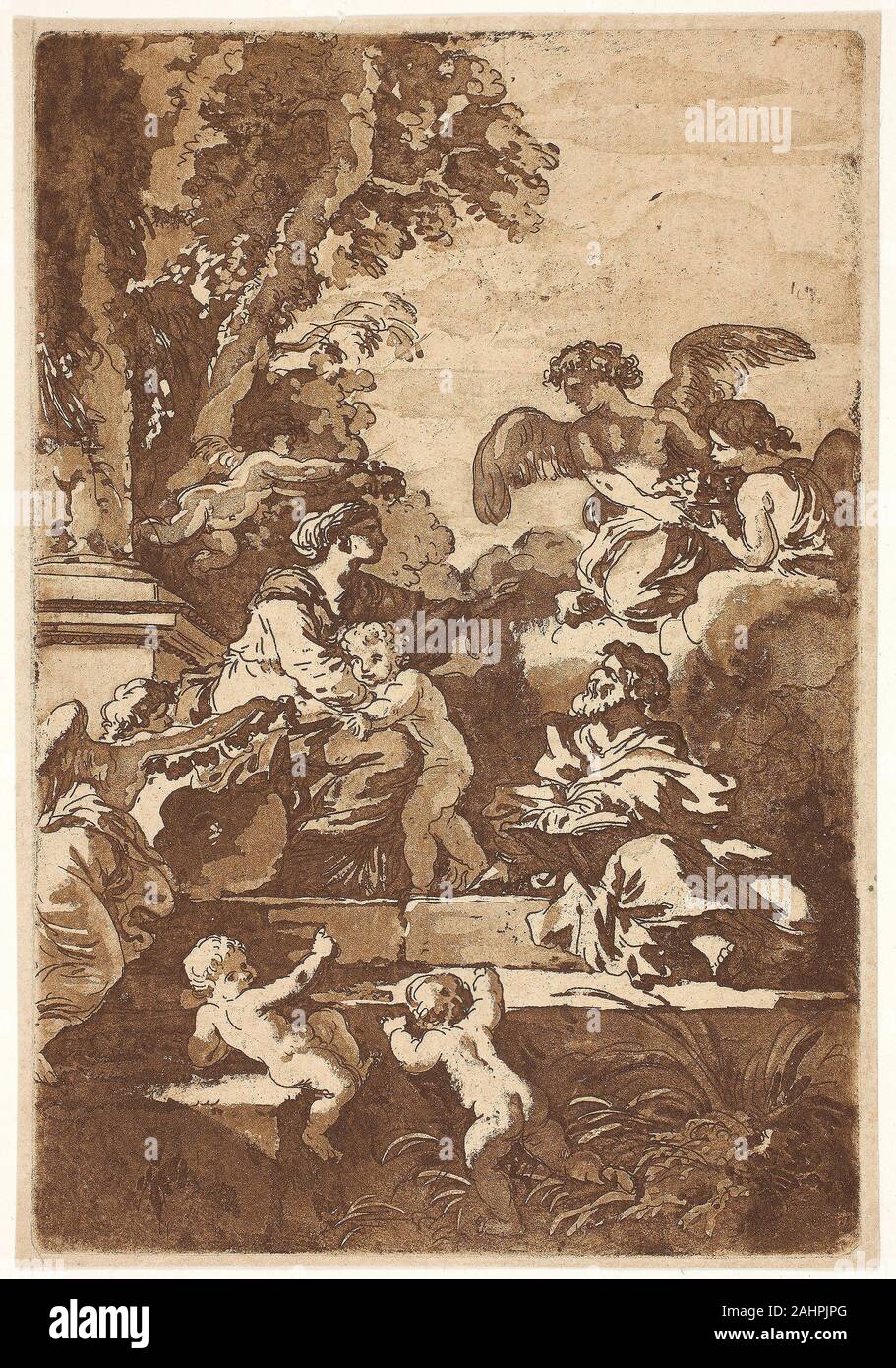 Jean Jacques Lagrenee Holy Family With Angels 1759 11 France Etching And Aquatint With Stop Out Varnish And Spit Bite On Cream Laid Paper Stock Photo Alamy