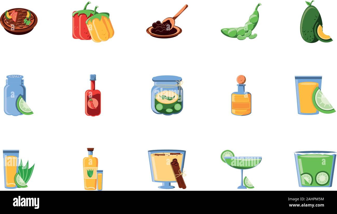 bundle mexican traditional set icons vector illustration design Stock Vector