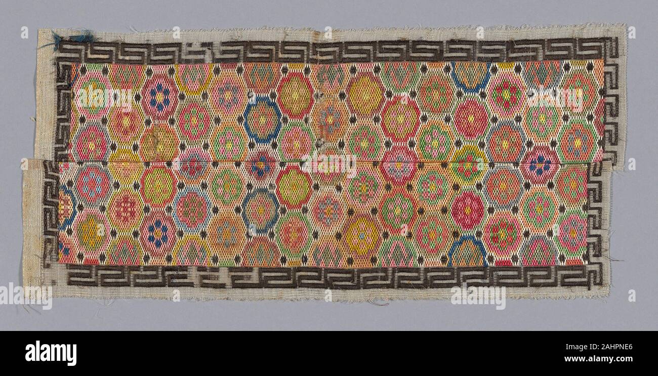 Han-Chinese. Panel. 1875–1900. China. Forty-four pairs and eight odd pieces of embroidered sleeve, ankle bands, etc. on gauze. Stock Photo