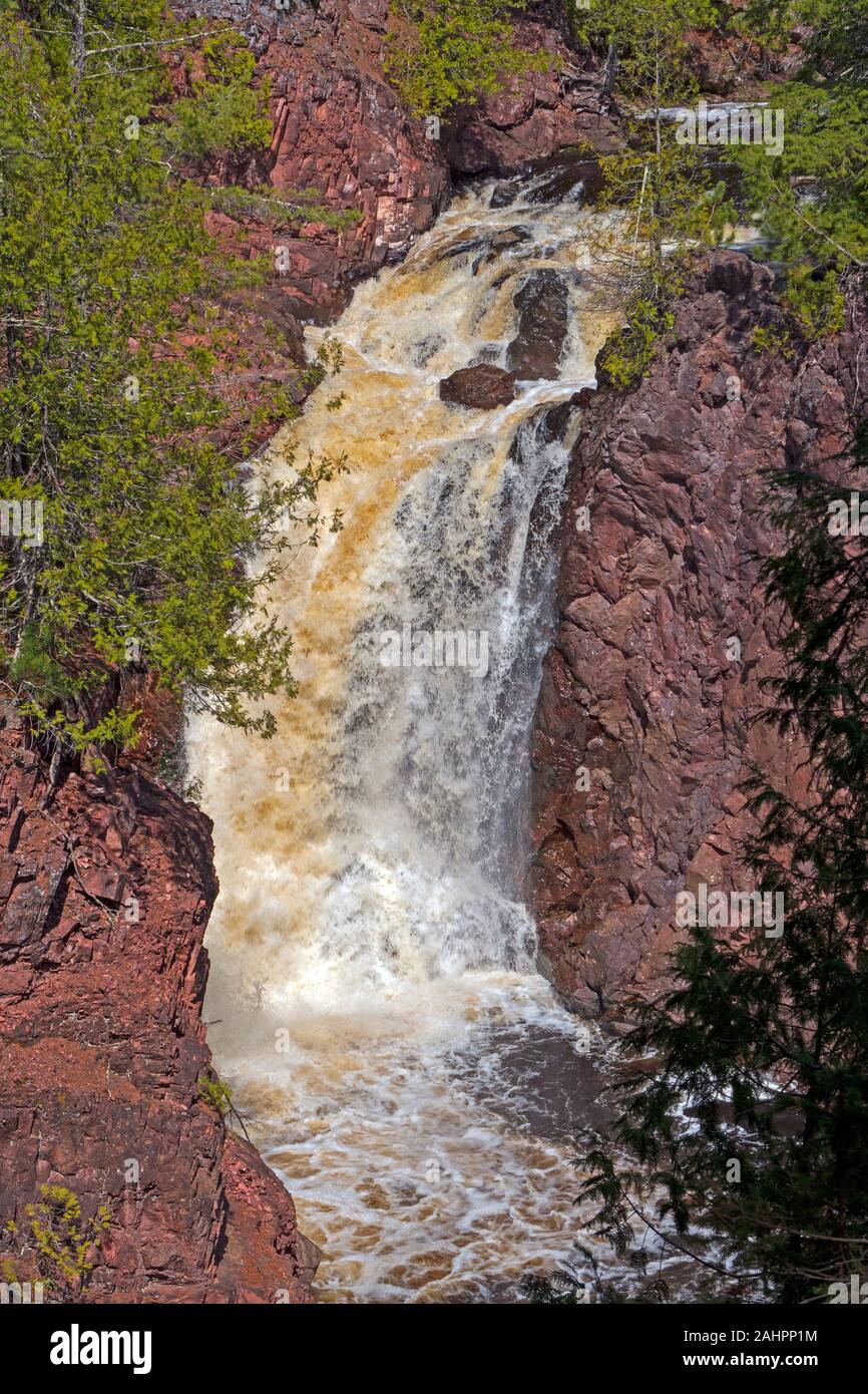 Roaring Copper Falls Hidden in the Rocks in Copper Falls State Park in