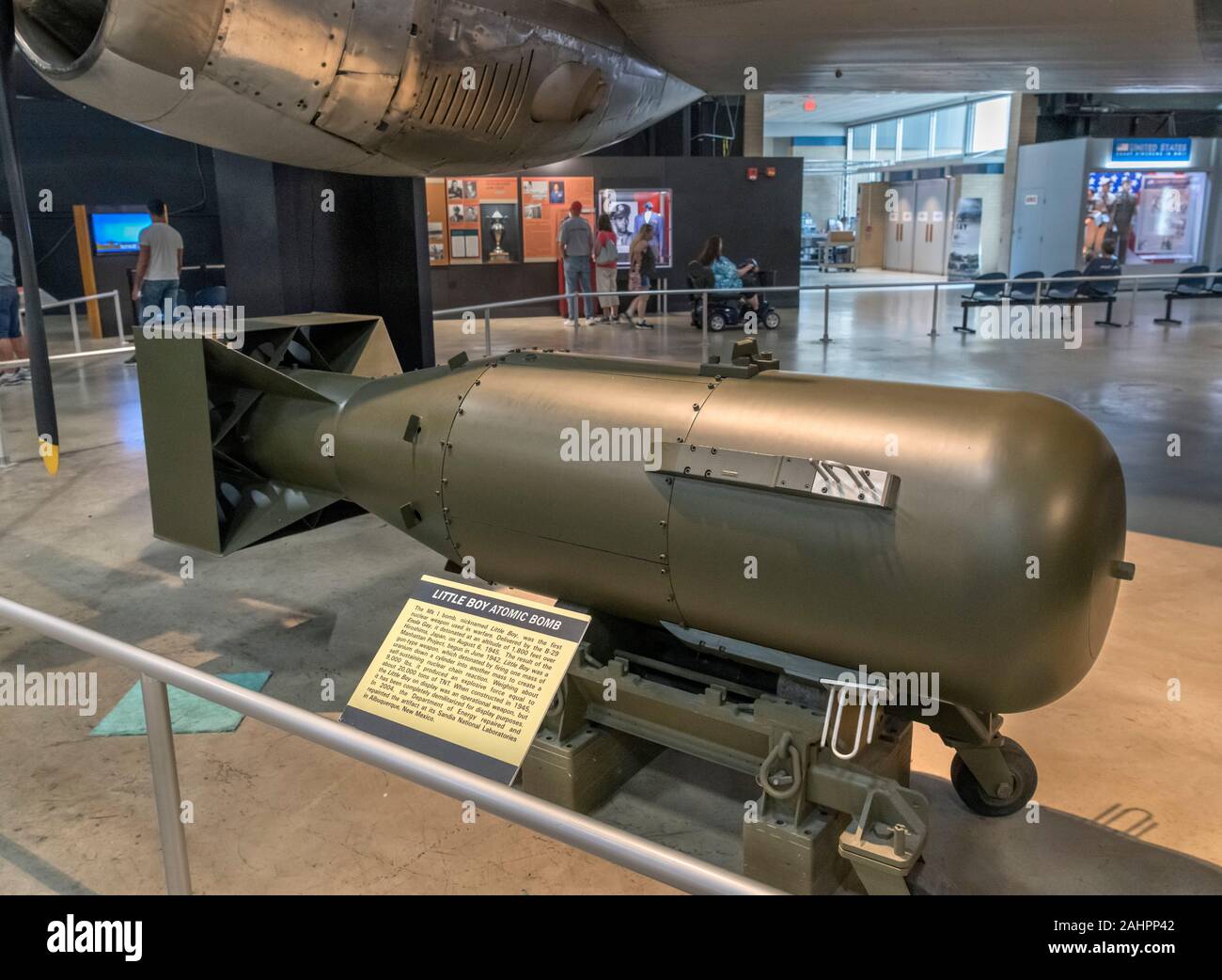 A demilitarised Mark I Little Boy atomic bomb, the bomb which was dropped on Hiroshima during WWII, National Museum of the United States Air Force, Dayton, Ohio, USA. Stock Photo