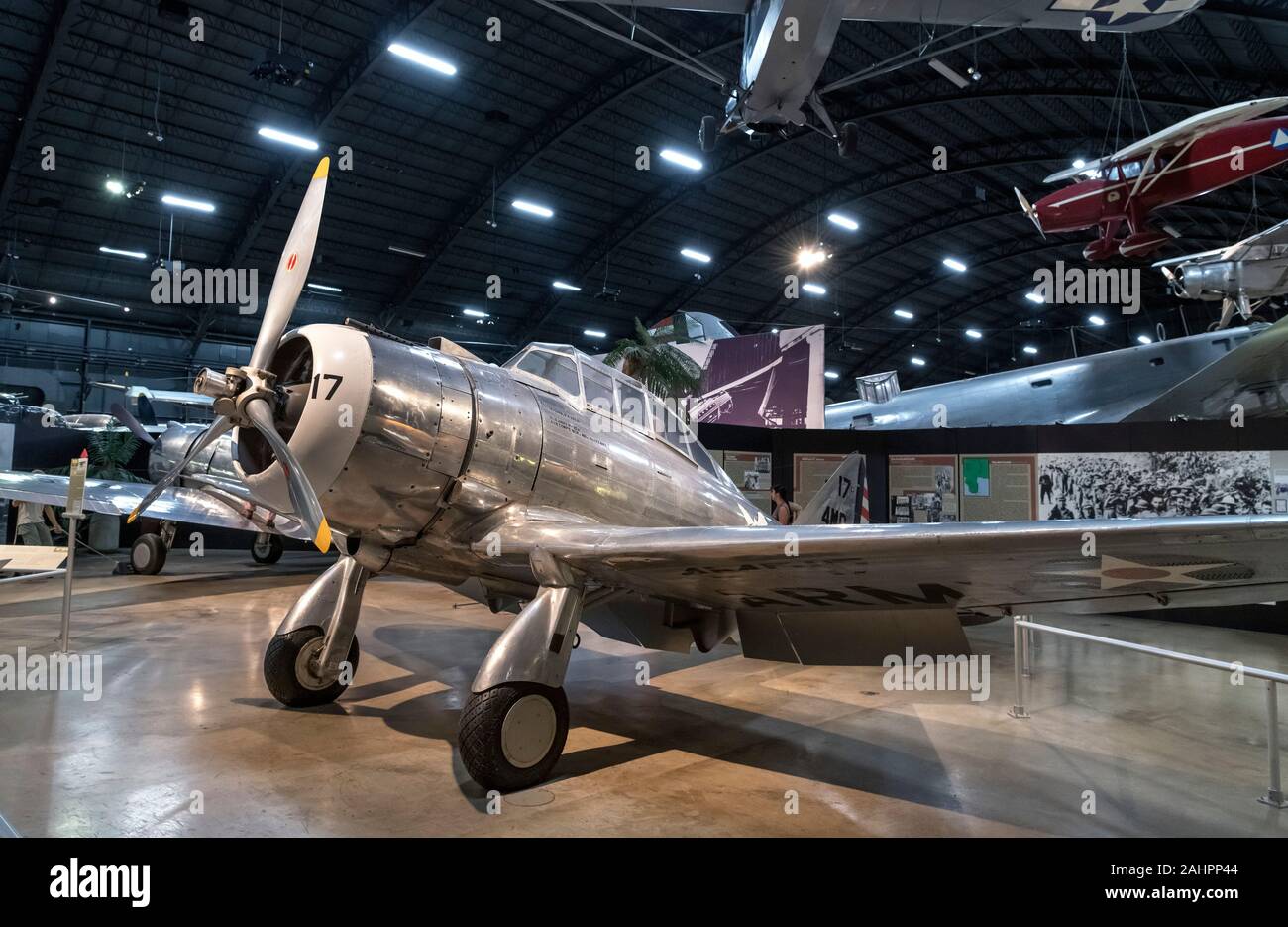 Seversky P-35 WWII fighter aircraft at the National Museum of the United States Air Force (formerly the United States Air Force Museum), Dayton, Ohio, USA Stock Photo