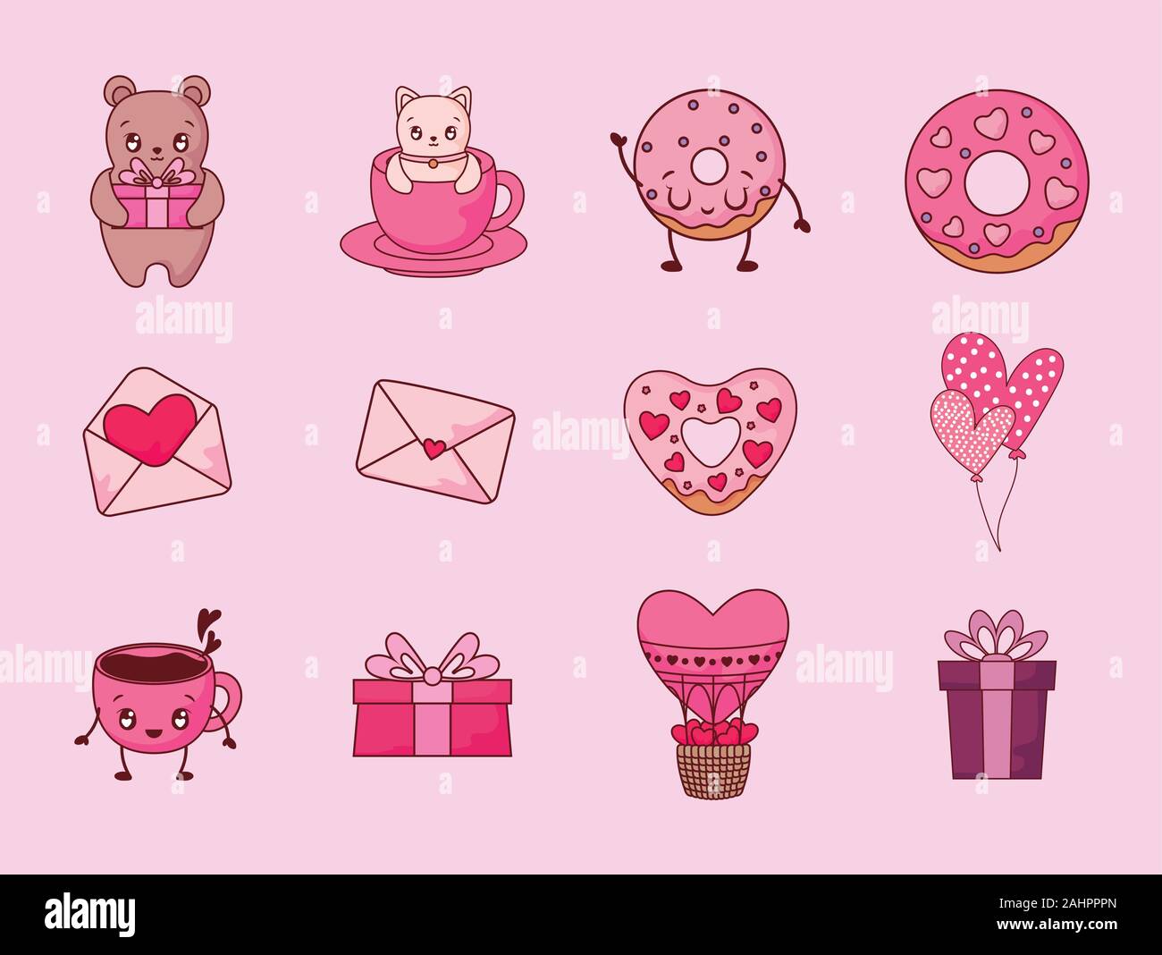 Icon set design of love valentines day passion romantic wedding ...