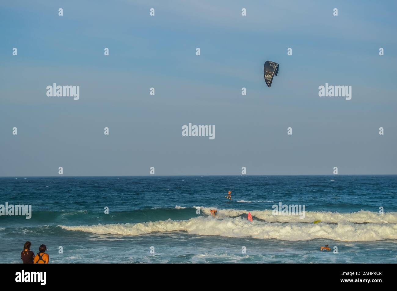 Kite or parchute surfer doing adrenalin rush in Salt rock main beach in