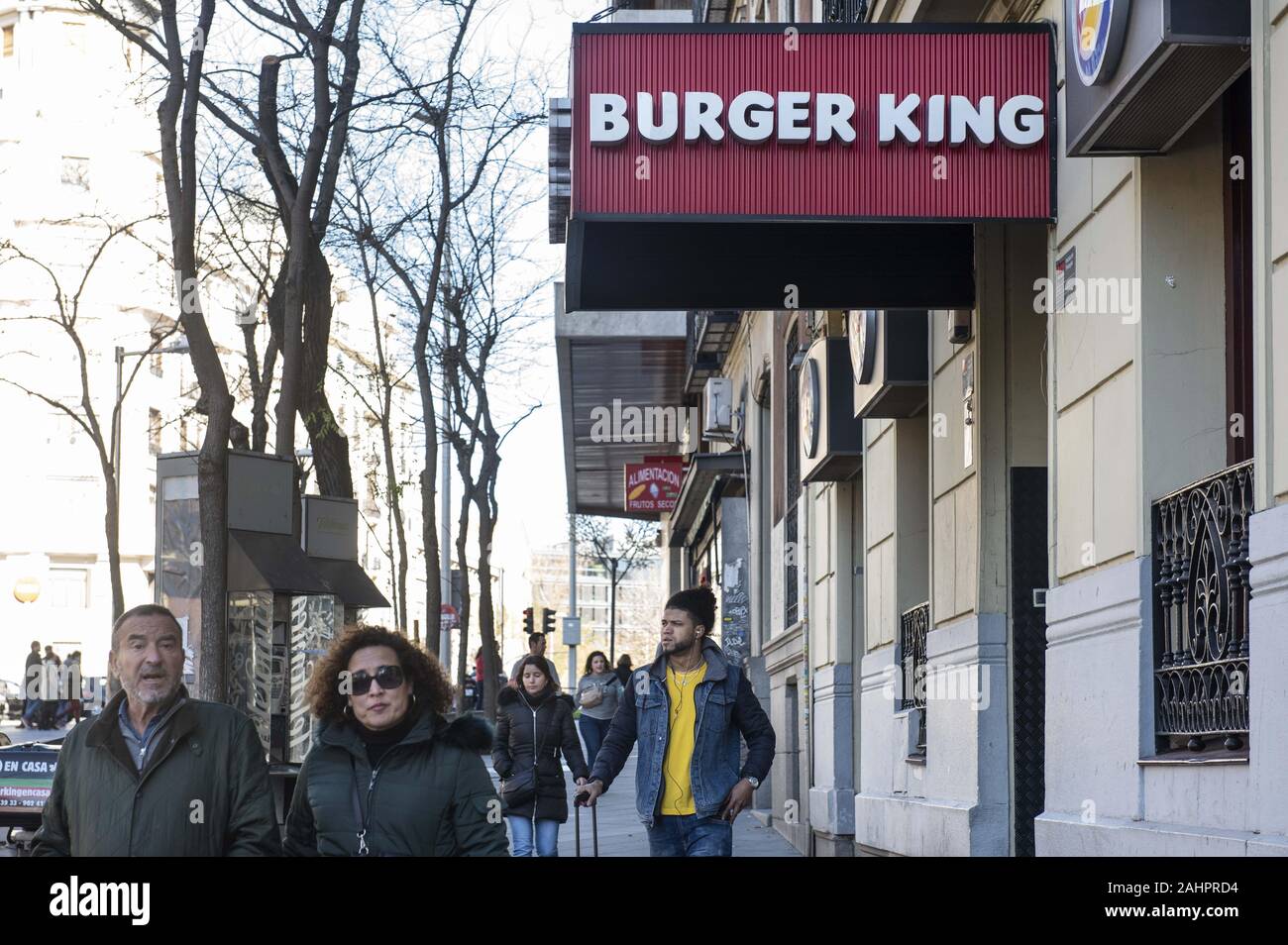 Spain. 28th Dec, 2019. American fast-food hamburger Burger King restaurant chain is seen in Madrid, Spain. Credit: Budrul Chukrut/SOPA Images/ZUMA Wire/Alamy Live News Stock Photo