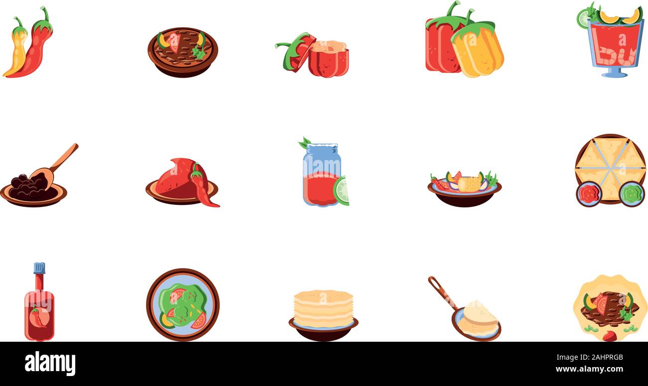 bundle mexican traditional set icons vector illustration design Stock Vector