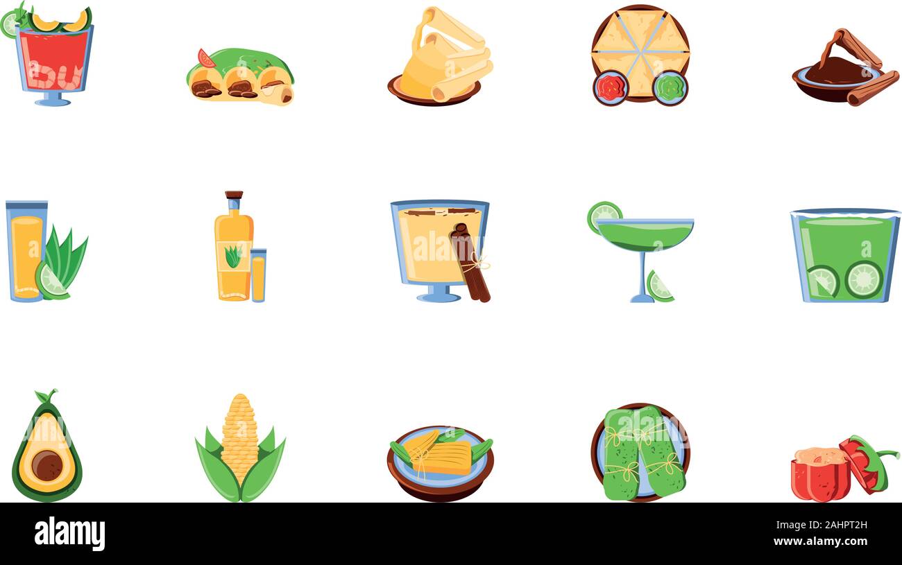 bundle mexican traditional set icons vector illustration design Stock Vector
