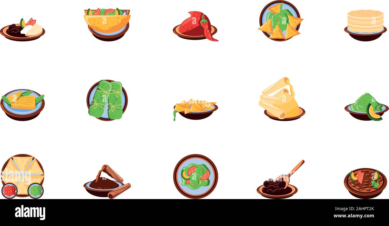 bundle mexican traditional set icons vector illustration design Stock Vector